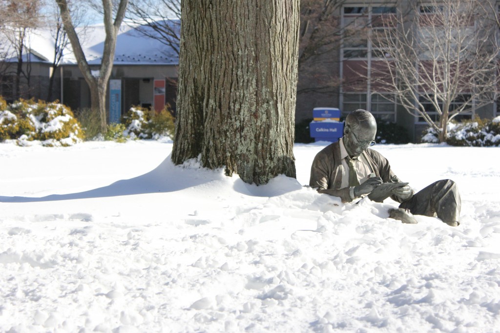 Hofstra was covered with snow this weekend after the storm hit the Northeast. Photo by Zach Mongillo/The Chronicle.