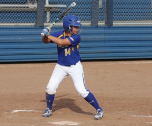 Mike Rudin/The Chronicle  Brielle Pietrafesa hit the only homerun of the game versus LIU BRooklyn. Her two-run bomb to left field was her only hit in two at-bats.