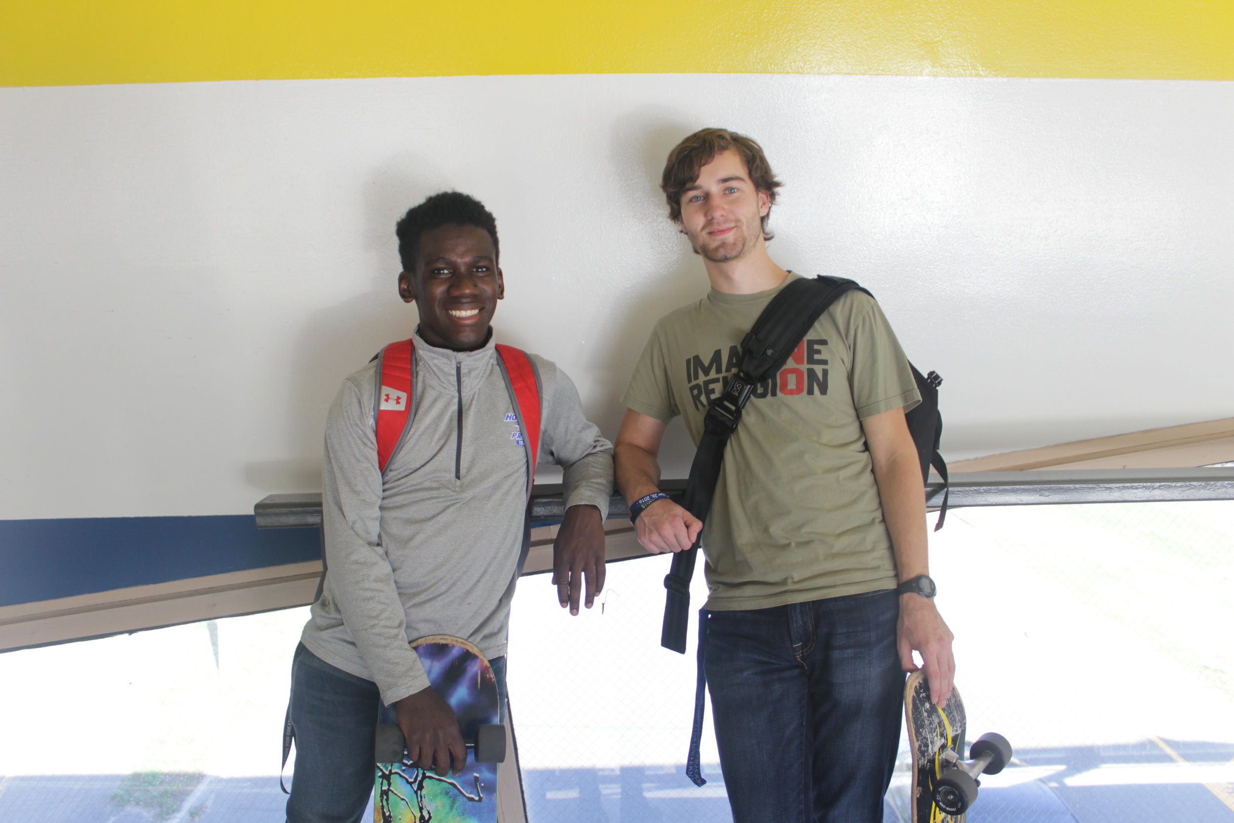 “Who are the other performers?” - Mitchel Thomas, freshman (left) “Who is Fetty Wap?” -Owen Munzenrider, freshman (right) (Photo by Gisela Factora)