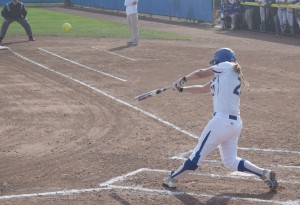 Jean Pierre Guzhnay/The Chronicle Brittany Allocca hit a home run in Hofstras sweep of College of Charleston.