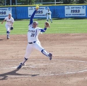 Jean Pierre Guzhnay/ The Chronicle  Taylor Pirone threw a shutout in game two of Saturdays doubleheader. 