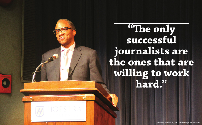 Wil Haygood spoke to Hofstra students about the story chronicled by the Oscar-nominated film, The Butler. Photo courtesy of University Relations.