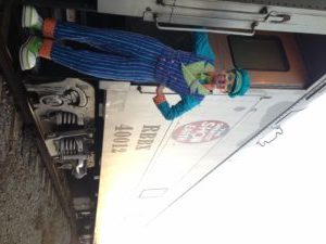 Matthew Lish as Phineas, in front of the Ringling Brother and Barnum and Bailey circus train. (Photo courtesy of Matthew Lish)