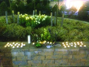 The memorial outside Hofstra USA remains in place. McClellan’s family thanked the Hofstra community for their support and for sharing their memories at an event last week.  Photo courtesy of Jaime Colon-Velez